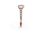 Rose gold Fancy Pink Radiant  Cut Diamond Solitaire with Pave Band and Four-Prong Setting_117