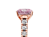 Rose gold Fancy Pink Radiant  Cut Diamond Solitaire with Pave Band and Four-Prong Setting_120