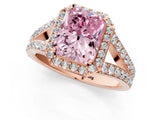 Rose gold Fancy Pink Radiant Cut Diamond Split Shank Halo Ring with Four-Prong Setting_58