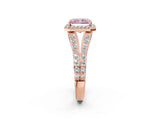 Rose gold Fancy Pink Radiant Cut Diamond Split Shank Halo Ring with Four-Prong Setting_59