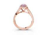 Rose gold Fancy Pink Radiant Cut Diamond Split Shank Halo Ring with Four-Prong Setting_60