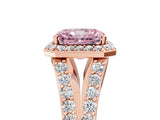 Rose gold Fancy Pink Radiant Cut Diamond Split Shank Halo Ring with Four-Prong Setting_62