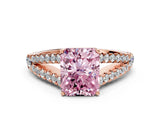Rose gold Fancy Pink Radiant Cut Diamond Split Shank Pavé Engagement Ring with Four-Prong Setting_77