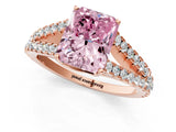 Rose gold Fancy Pink Radiant Cut Diamond Split Shank Pavé Engagement Ring with Four-Prong Setting_78