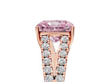 Rose gold Fancy Pink Radiant Cut Diamond Split Shank Pavé Engagement Ring with Four-Prong Setting_82