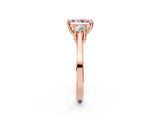 Rose gold Fancy Pink Radiant Cut Diamond Three-Stone Engagement Ring with Prong Setting and Pavé Band_2