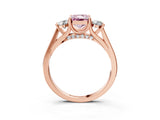 Rose gold Fancy Pink Radiant Cut Diamond Three-Stone Engagement Ring with Prong Setting and Pavé Band_3