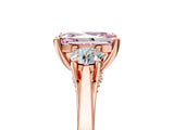 Rose gold Fancy Pink Radiant Cut Diamond Three-Stone Engagement Ring with Prong Setting and Pavé Band_5