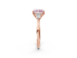 Rose gold Fancy Pink Radiant Cut Diamond Three-Stone Ring with Pear Side Stones and Four-Prong Setting_74