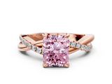 Rose gold Fancy Pink Radiant  Cut Diamond Twist Band Solitaire with Prong Setting_41