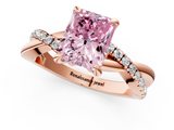 Rose gold Fancy Pink Radiant  Cut Diamond Twist Band Solitaire with Prong Setting_42