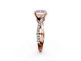 Rose gold Fancy Pink Radiant  Cut Diamond Twist Band Solitaire with Prong Setting_43