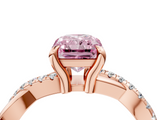 Rose gold Fancy Pink Radiant  Cut Diamond Twist Band Solitaire with Prong Setting_45