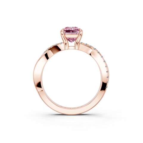 Rose gold Fancy Pink Radiant  Cut Diamond Twist Band Solitaire with Prong Setting_5