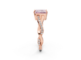 Rose gold Fancy Pink Radiant  Cut Diamond Twisted Band Engagement Ring with Prong Setting_5