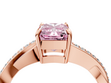 Rose gold Fancy Pink Radiant  Cut Diamond Twisted Band Engagement Ring with Prong Setting_7