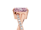 Rose gold Fancy Pink Radiant  Cut Diamond Twisted Band Engagement Ring with Prong Setting_8
