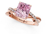 Rose gold Fancy Pink Radiant  Cut Diamond Twisted Band with Pavé Setting and Four-Prong Setting_21