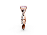 Rose gold Fancy Pink Radiant  Cut Diamond Twisted Band with Pavé Setting and Four-Prong Setting_22