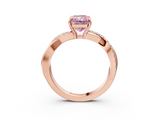 Rose gold Fancy Pink Radiant  Cut Diamond Twisted Band with Pavé Setting and Four-Prong Setting_23