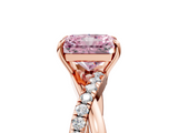 Rose gold Fancy Pink Radiant  Cut Diamond Twisted Band with Pavé Setting and Four-Prong Setting_25
