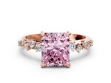 Rose gold Fancy Pink Radiant  Cut Diamond Vine Band with Four-Prong Setting_60