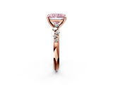 Rose gold Fancy Pink Radiant  Cut Diamond Vine Band with Four-Prong Setting_62
