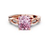 Rose gold Fancy Pink Radiant  Cut Diamond with Milgrain Marquise and Bezel Accents on a Solitaire Band with Prong Setting_176