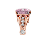 Rose gold Fancy Pink Radiant  Cut Diamond with Milgrain Marquise and Bezel Accents on a Solitaire Band with Prong Setting_181