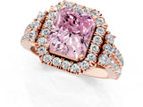 Rose gold Fancy Pink Radiant  Cut Double Halo Diamond Engagement Ring with Pave Band and Four-Prong Setting_44