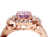Rose gold Fancy Pink Radiant  Cut Double Halo Diamond Engagement Ring with Pave Band and Four-Prong Setting_47