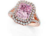 Rose gold Fancy Pink Radiant  Cut Double Halo Split Shank Diamond Ring with Prong Setting_50