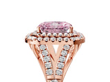 Rose gold Fancy Pink Radiant  Cut Double Halo Split Shank Diamond Ring with Prong Setting_54