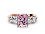 Rose gold Fancy Pink Radiant  Cut Five-Stone Prong Set Diamond Ring with Classic Band_32