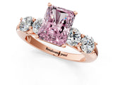 Rose gold Fancy Pink Radiant  Cut Five-Stone Prong Set Diamond Ring with Classic Band_33