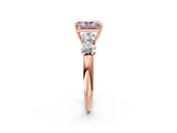 Rose gold Fancy Pink Radiant  Cut Five-Stone Prong Set Diamond Ring with Classic Band_34