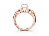 Rose gold Fancy Pink Radiant  Cut Five-Stone Prong Set Diamond Ring with Classic Band_35
