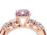 Rose gold Fancy Pink Radiant  Cut Five-Stone Prong Set Diamond Ring with Classic Band_36