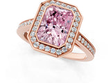 Rose gold Fancy Pink Radiant Cut Halo Bezel Diamond Pave Band Ring_1