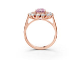 Rose gold Fancy Pink Radiant Cut Halo Cluster Diamond Ring with Pave Band and Four-Prong Setting_27