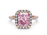 Rose gold Fancy Pink Radiant  Cut Halo Diamond Engagement Ring with Pave Band and Four-Prong Setting_20