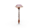Rose gold Fancy Pink Radiant  Cut Halo Diamond Engagement Ring with Pave Band and Four-Prong Setting_22