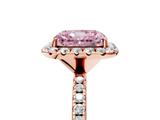 Rose gold Fancy Pink Radiant  Cut Halo Diamond Engagement Ring with Pave Band and Four-Prong Setting_25