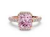 Rose gold Fancy Pink Radiant  Cut Halo Diamond Engagement Ring with Pave Band and Four-Prong Setting_28