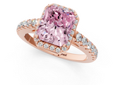 Rose gold Fancy Pink Radiant  Cut Halo Diamond Engagement Ring with Pave Band and Four-Prong Setting_29