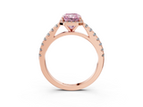 Rose gold Fancy Pink Radiant  Cut Halo Diamond Engagement Ring with Pave Band and Four-Prong Setting_31