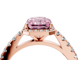 Rose gold Fancy Pink Radiant  Cut Halo Diamond Engagement Ring with Pave Band and Four-Prong Setting_32