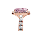 Rose gold Fancy Pink Radiant  Cut Halo Diamond Engagement Ring with Pave Band and Four-Prong Setting_33