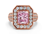 Rose gold Fancy Pink Radiant Cut Halo Diamond Engagement Ring with Pave Split Shank and Four-Prong Setting_12