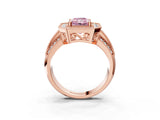 Rose gold Fancy Pink Radiant Cut Halo Diamond Engagement Ring with Pave Split Shank and Four-Prong Setting_15
